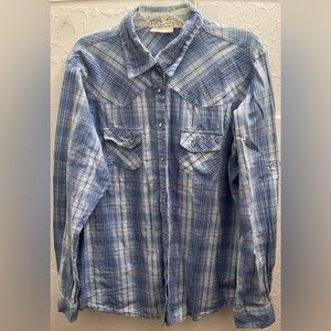 Western button up long sleeve plus size shirt.